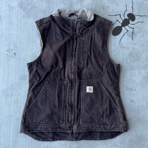 Vintage Y2K Carhartt WOMENS brown work wear Sherpa lined vest